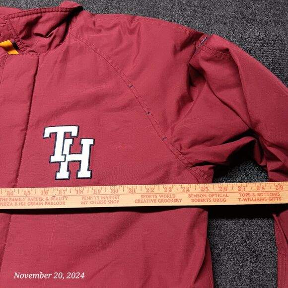 Vintage Tommy Hilfiger Jeans Overcoat Men Large Red Fleece Lined Vented - Picture 4 of 9